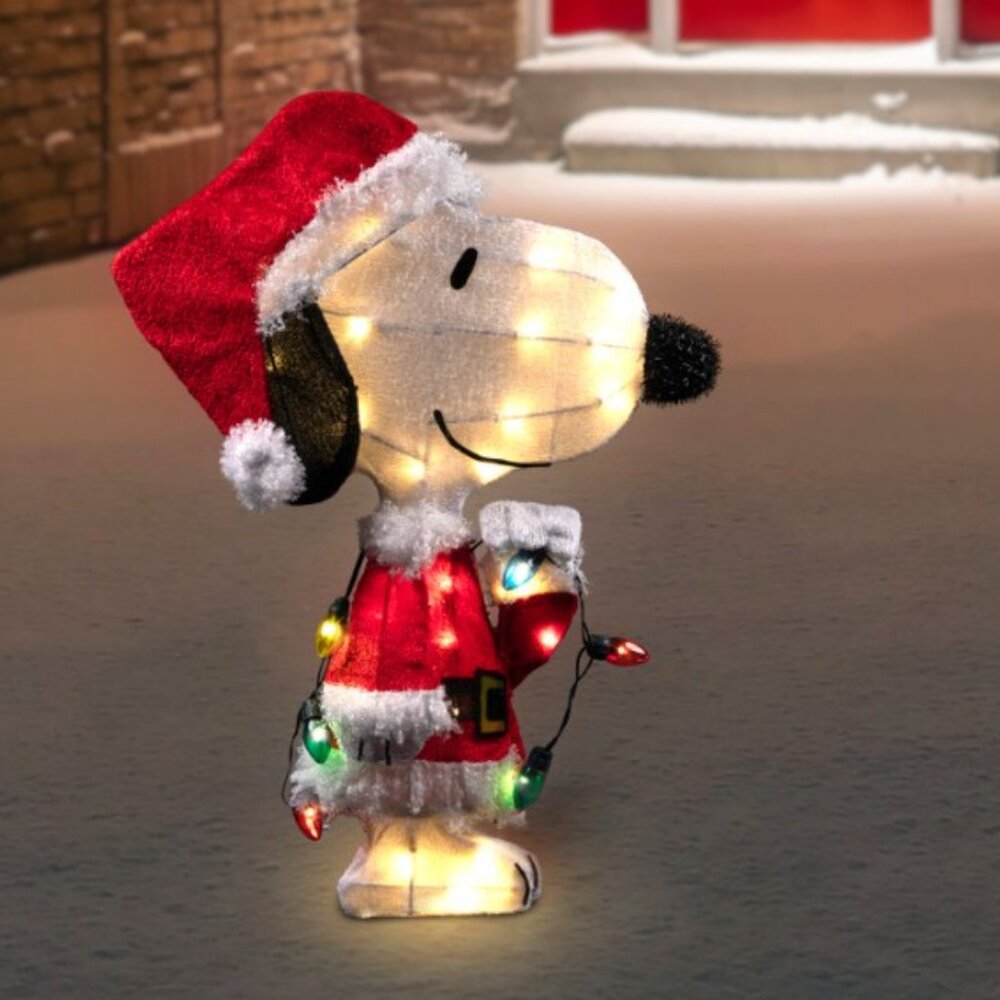 Northlight 24" Lighted Santa Snoopy w String Lights Outdoor Christmas Yard Decor